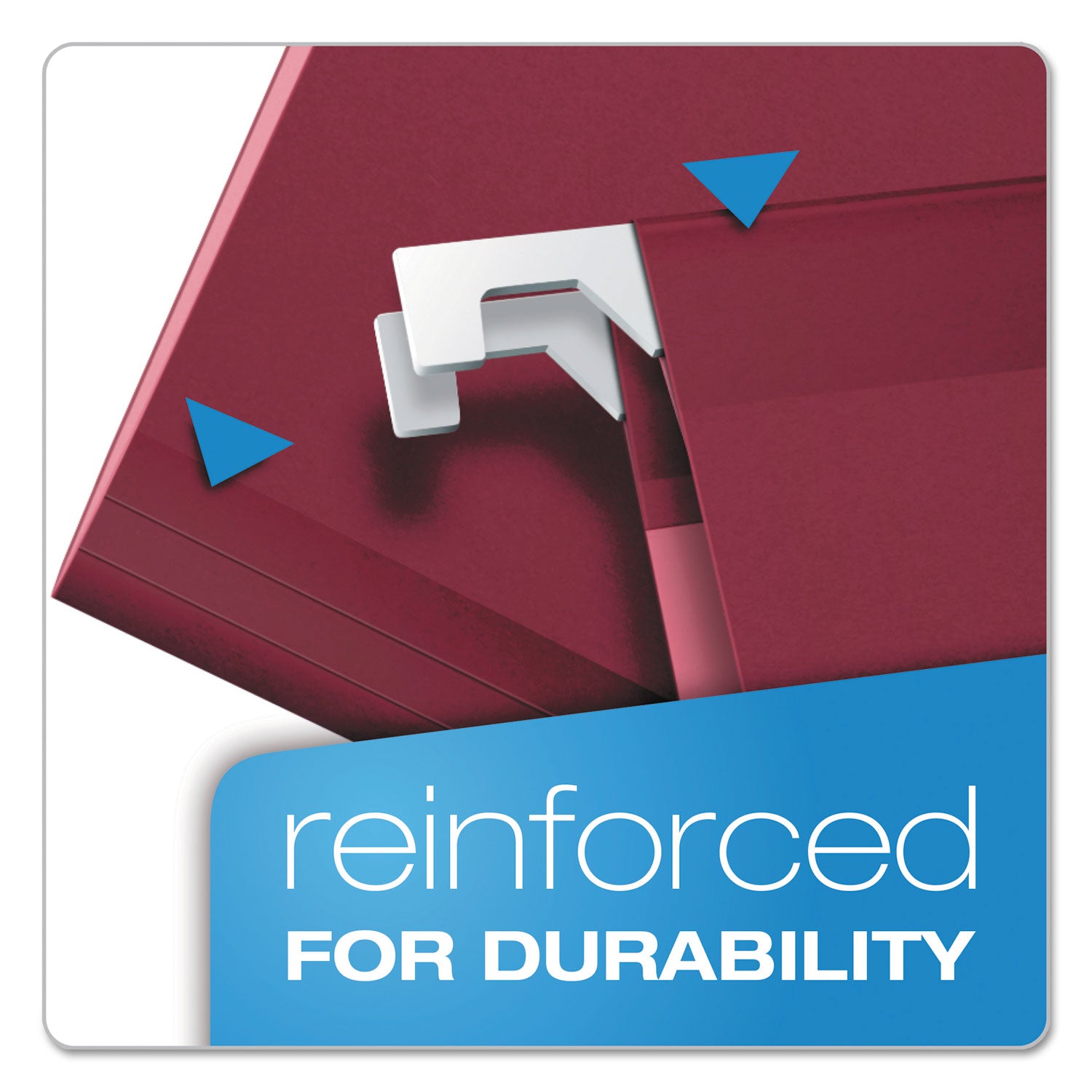 Colored Reinforced Hanging Folders, Legal Size, 1/5-Cut Tabs, Burgundy, 25/Box - 