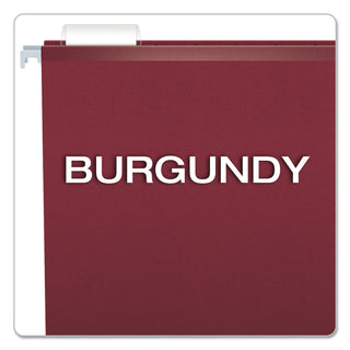 Colored Reinforced Hanging Folders, Legal Size, 1/5-Cut Tabs, Burgundy, 25/Box - 