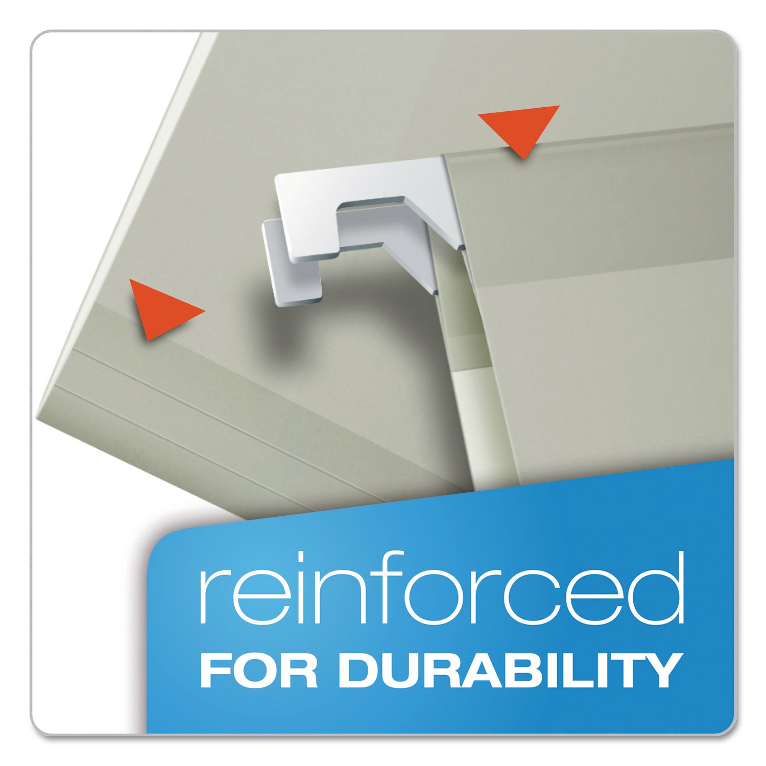 Colored Reinforced Hanging Folders, Legal Size, 1/5-Cut Tabs, Gray, 25/Box - 