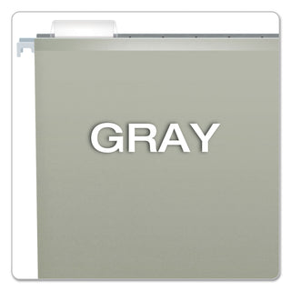 Colored Reinforced Hanging Folders, Legal Size, 1/5-Cut Tabs, Gray, 25/Box - 