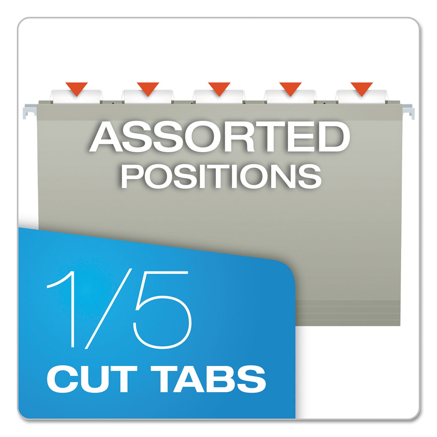 Colored Reinforced Hanging Folders, Legal Size, 1/5-Cut Tabs, Gray, 25/Box