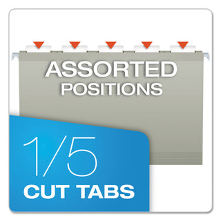 Colored Reinforced Hanging Folders, Legal Size, 1/5-Cut Tabs, Gray, 25/Box