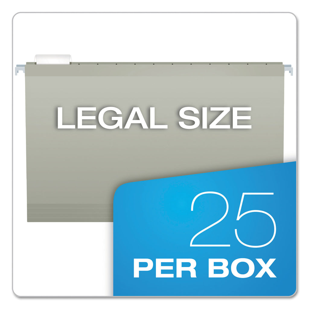 Colored Reinforced Hanging Folders, Legal Size, 1/5-Cut Tabs, Gray, 25/Box - 