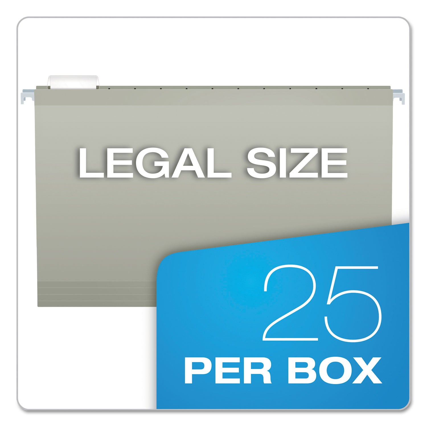 Colored Reinforced Hanging Folders, Legal Size, 1/5-Cut Tabs, Gray, 25/Box - 