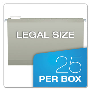 Colored Reinforced Hanging Folders, Legal Size, 1/5-Cut Tabs, Gray, 25/Box