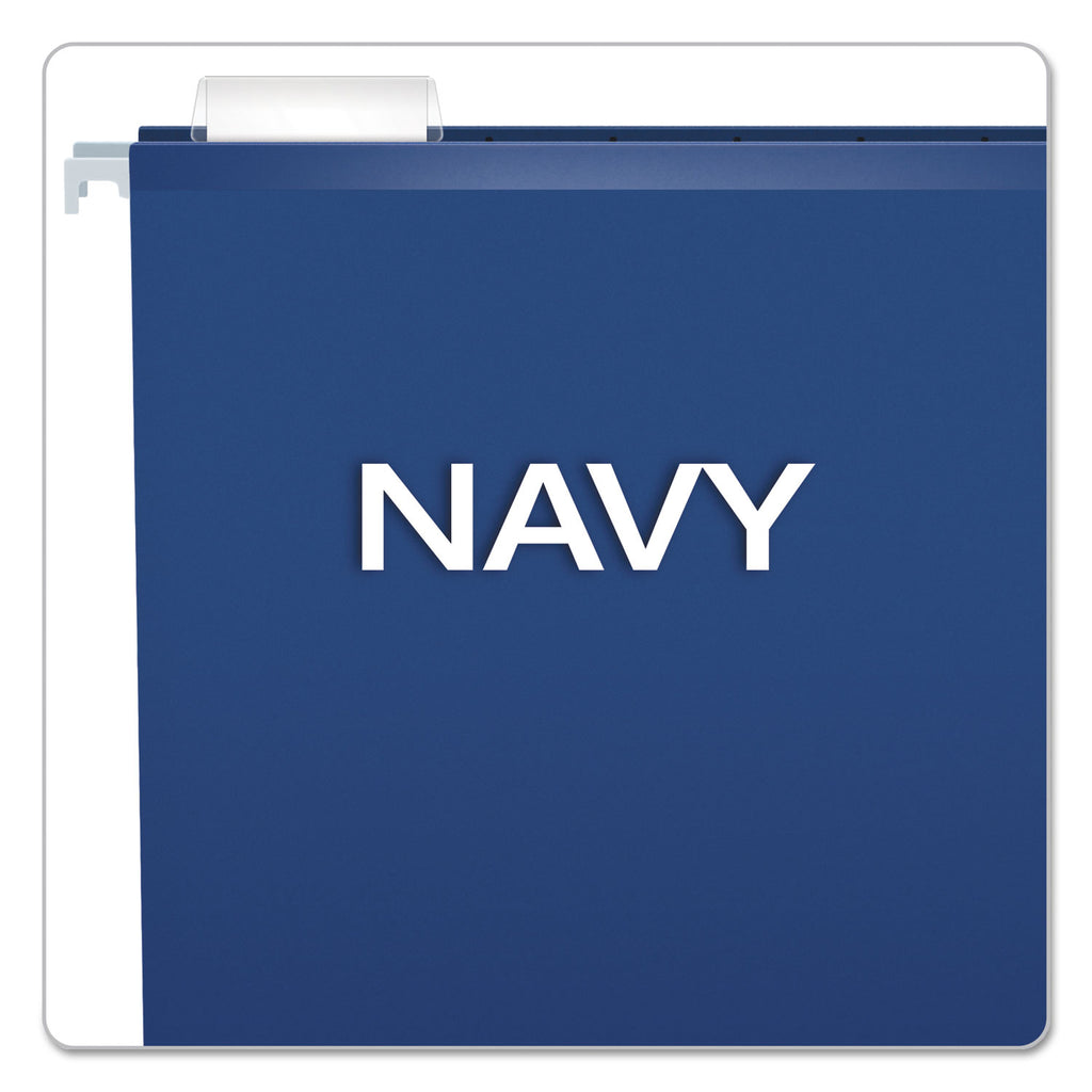 Colored Reinforced Hanging Folders, Legal Size, 1/5-Cut Tabs, Navy, 25/Box - 