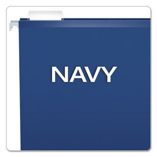 Colored Reinforced Hanging Folders, Legal Size, 1/5-Cut Tabs, Navy, 25/Box - 