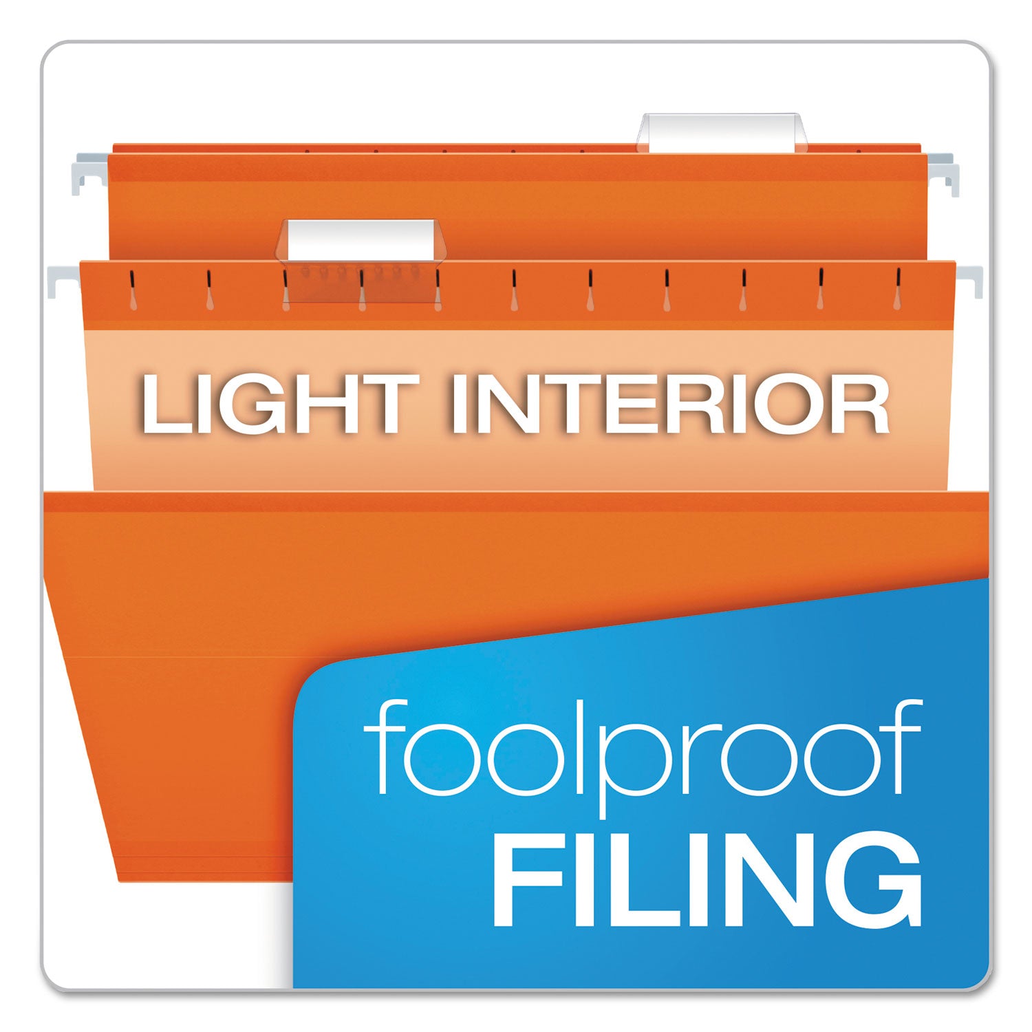 Colored Reinforced Hanging Folders, Legal Size, 1/5-Cut Tabs, Orange, 25/Box