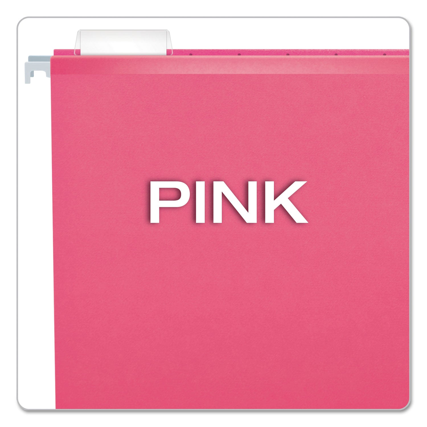 Colored Reinforced Hanging Folders, Legal Size, 1/5-Cut Tabs, Pink, 25/Box - 