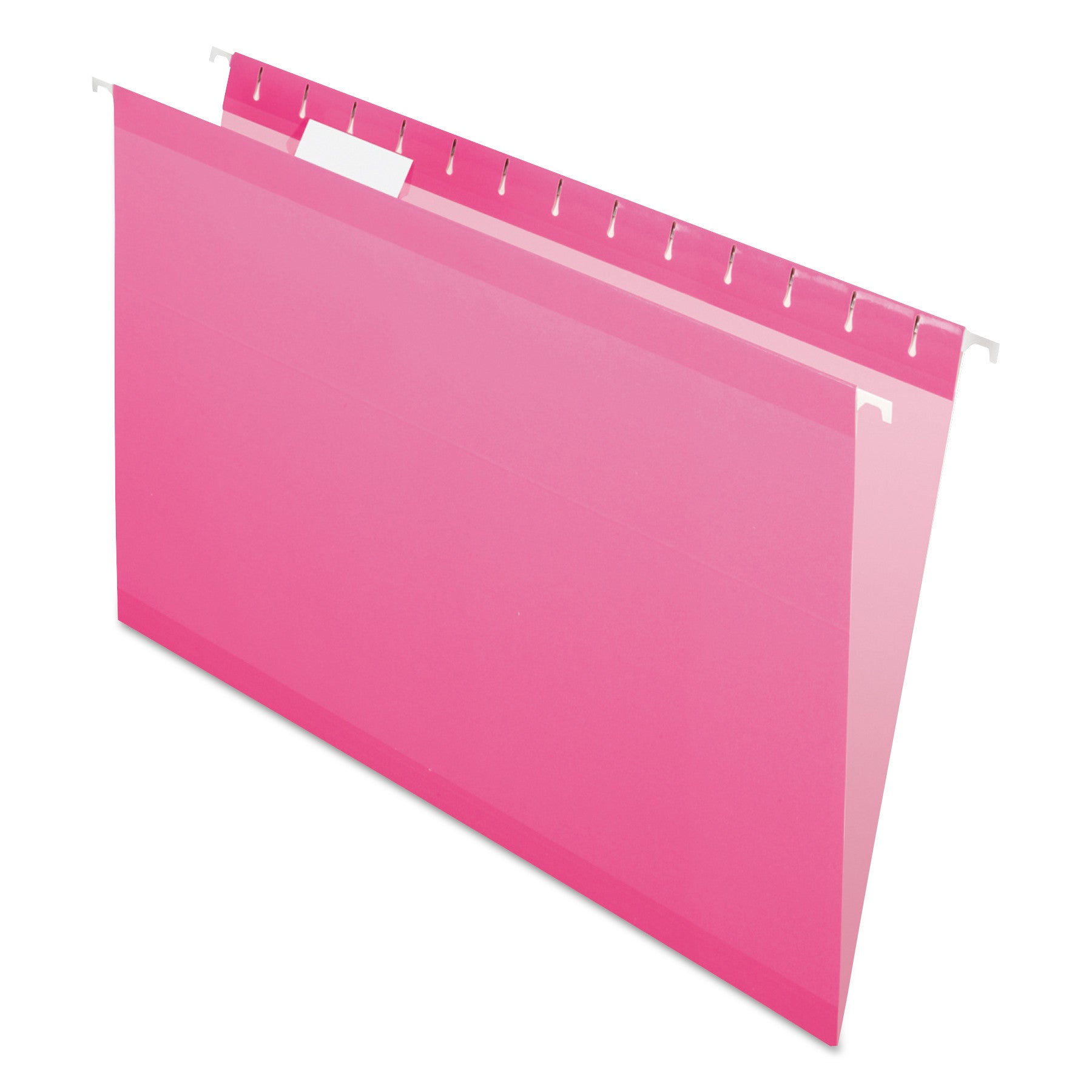 Colored Reinforced Hanging Folders, Legal Size, 1/5-Cut Tabs, Pink, 25/Box - 