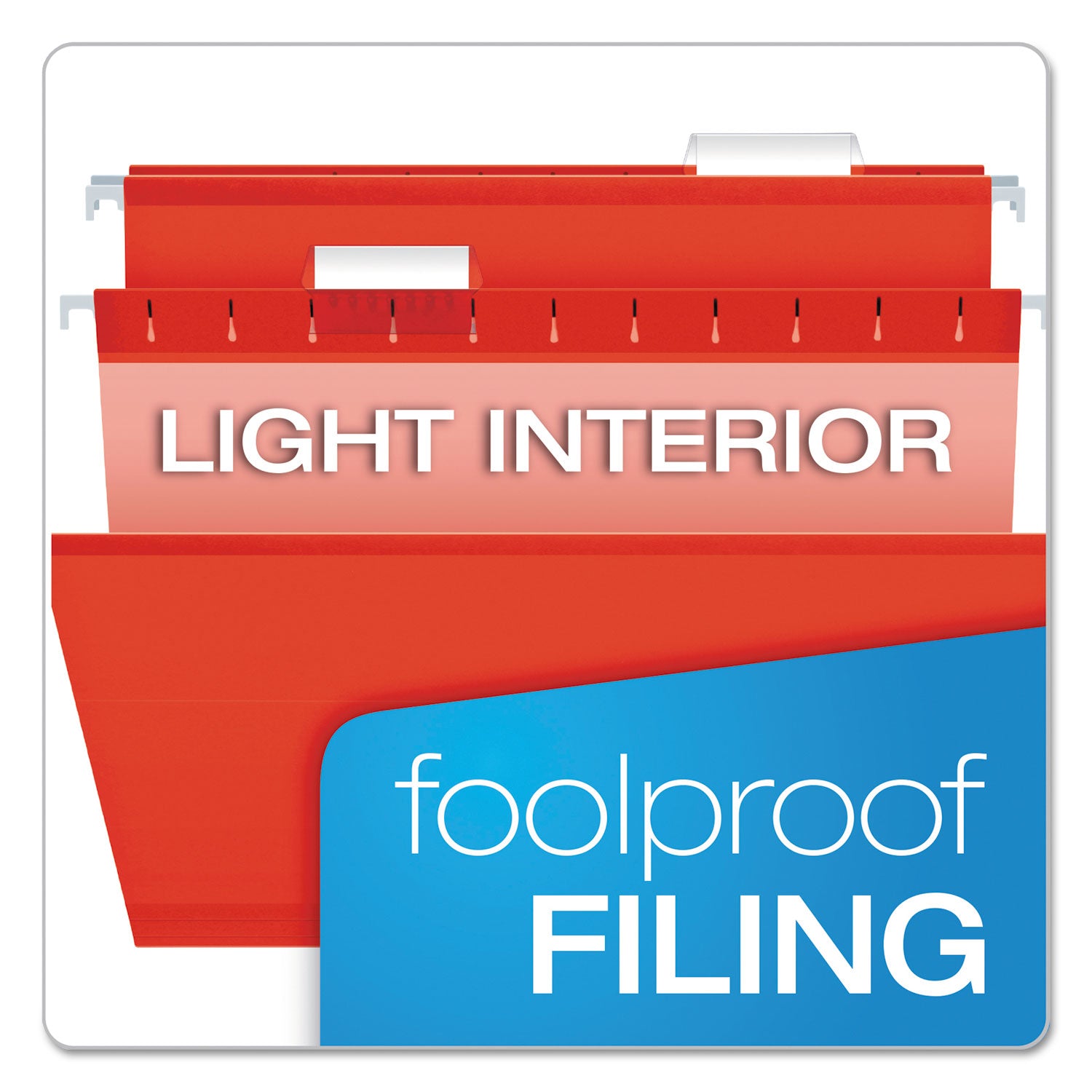 Colored Reinforced Hanging Folders, Legal Size, 1/5-Cut Tabs, Red, 25/Box - 