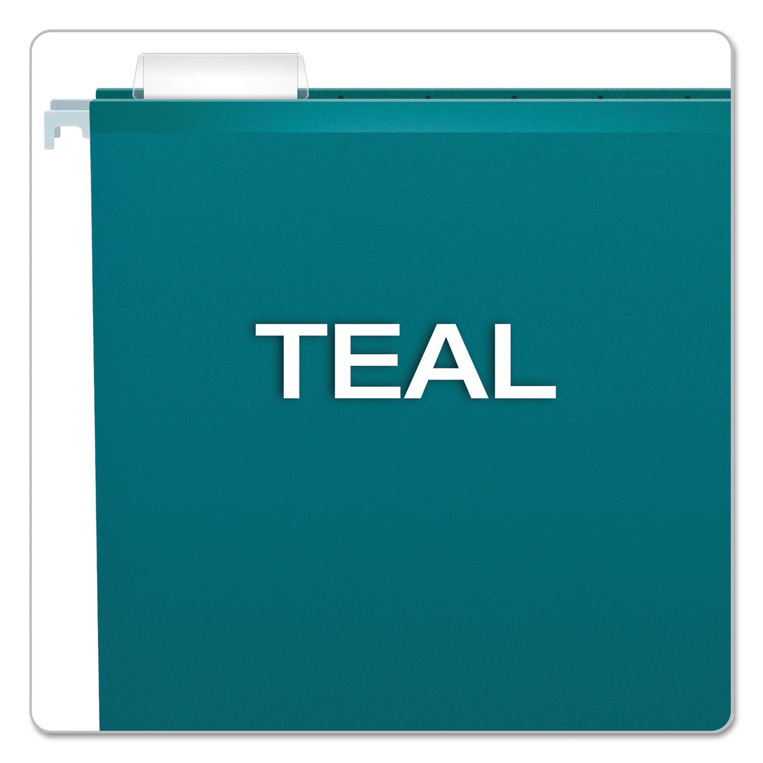 Colored Reinforced Hanging Folders, Legal Size, 1/5-Cut Tabs, Teal, 25/Box - 
