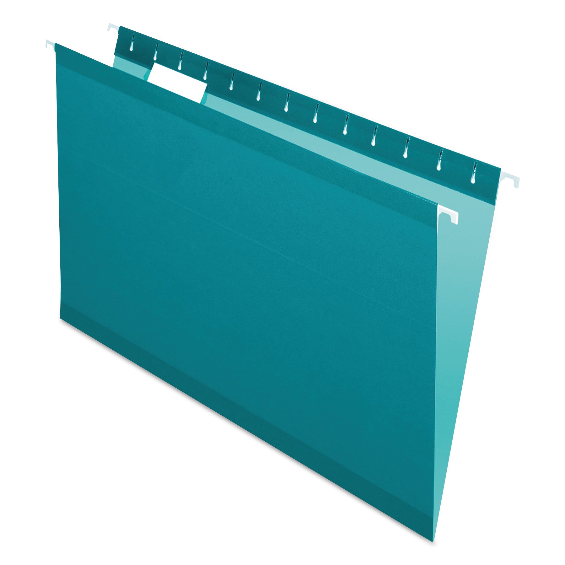 Colored Reinforced Hanging Folders, Legal Size, 1/5-Cut Tabs, Teal, 25/Box - 