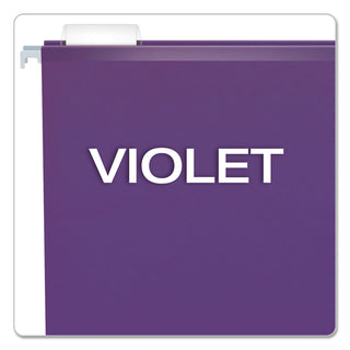 Colored Reinforced Hanging Folders, Legal Size, 1/5-Cut Tabs, Violet, 25/Box - 