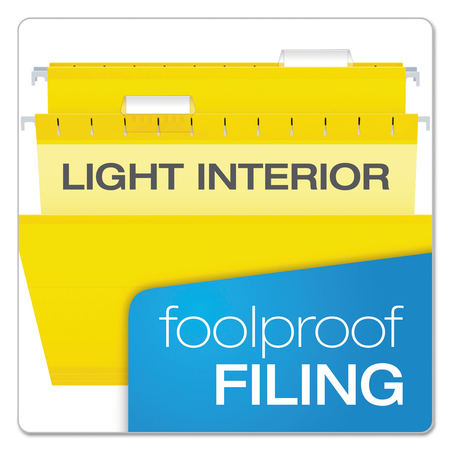 Colored Reinforced Hanging Folders, Legal Size, 1/5-Cut Tabs, Yellow, 25/Box - 