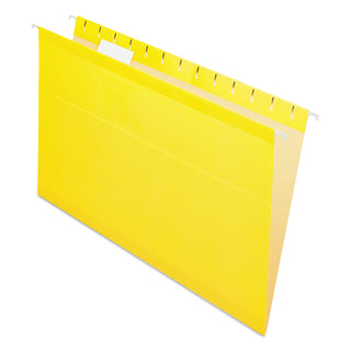 Colored Reinforced Hanging Folders, Legal Size, 1/5-Cut Tabs, Yellow, 25/Box - 