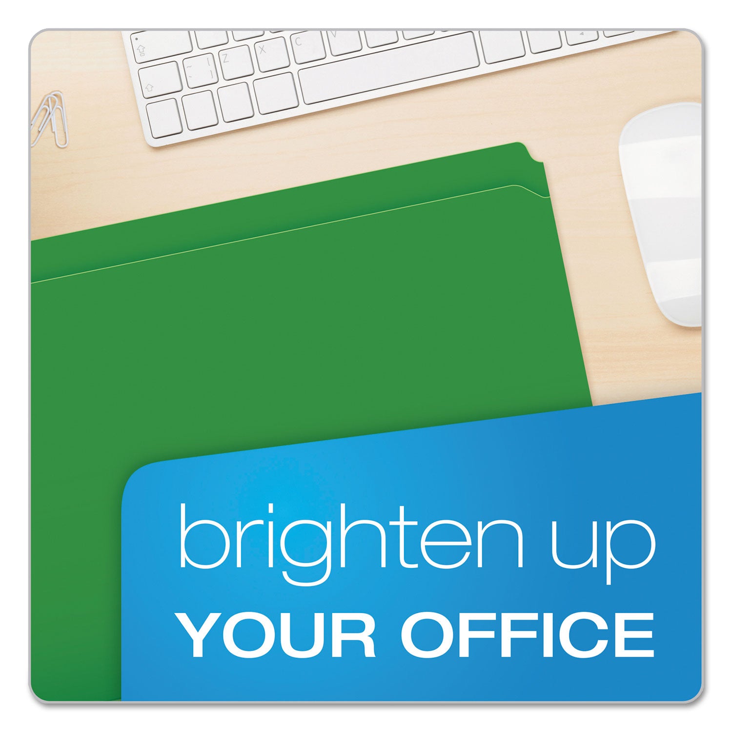 Double-Ply Reinforced Top Tab Colored File Folders, Straight Tabs, Letter Size, 0.75" Expansion, Bright Green, 100/Box - 