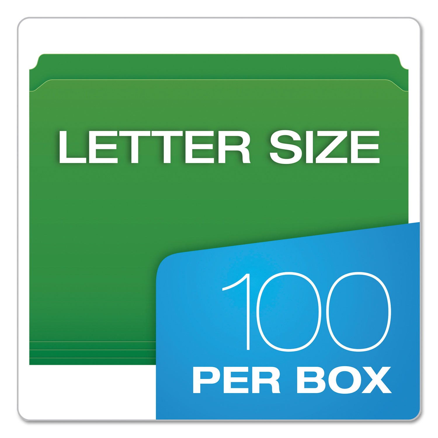 Double-Ply Reinforced Top Tab Colored File Folders, Straight Tabs, Letter Size, 0.75" Expansion, Bright Green, 100/Box - 