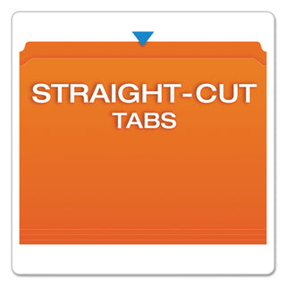 Double-Ply Reinforced Top Tab Colored File Folders, Straight Tabs, Letter Size, 0.75" Expansion, Orange, 100/Box