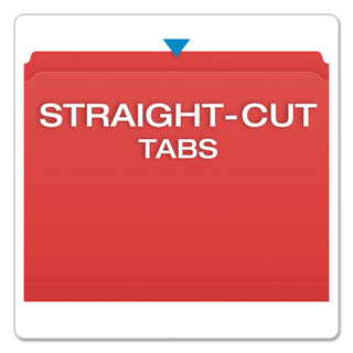Double-Ply Reinforced Top Tab Colored File Folders, Straight Tabs, Letter Size, 0.75" Expansion, Red, 100/Box - 