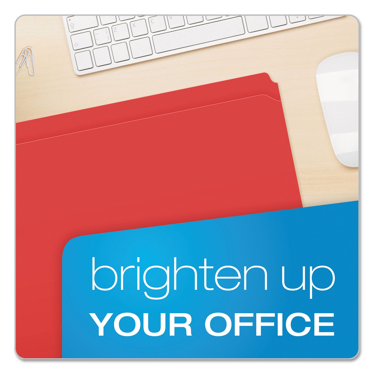 Double-Ply Reinforced Top Tab Colored File Folders, Straight Tabs, Letter Size, 0.75" Expansion, Red, 100/Box - 