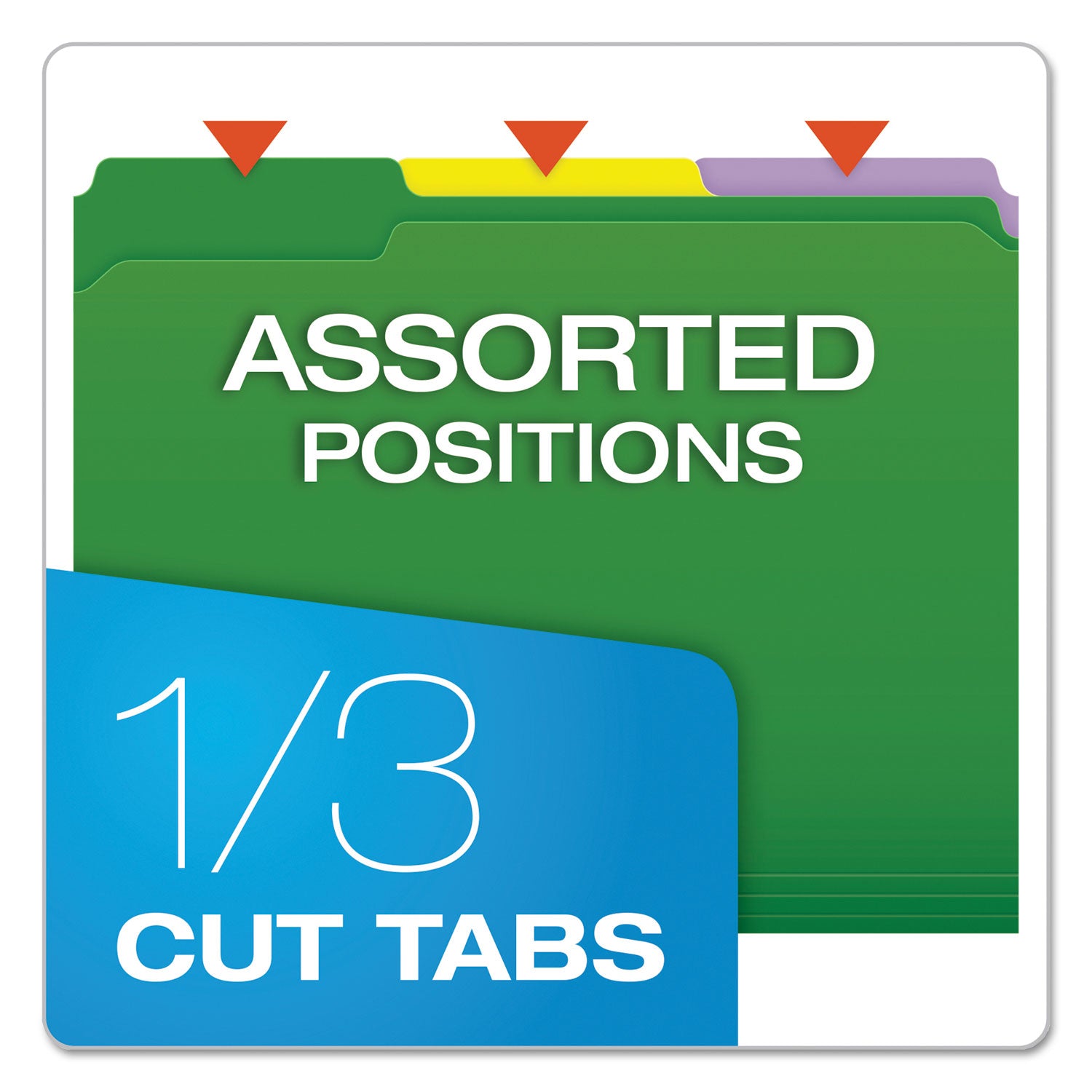 Double-Ply Reinforced Top Tab Colored File Folders, 1/3-Cut Tabs: Assorted, Letter, 0.75" Expansion, Assorted Colors, 100/Box