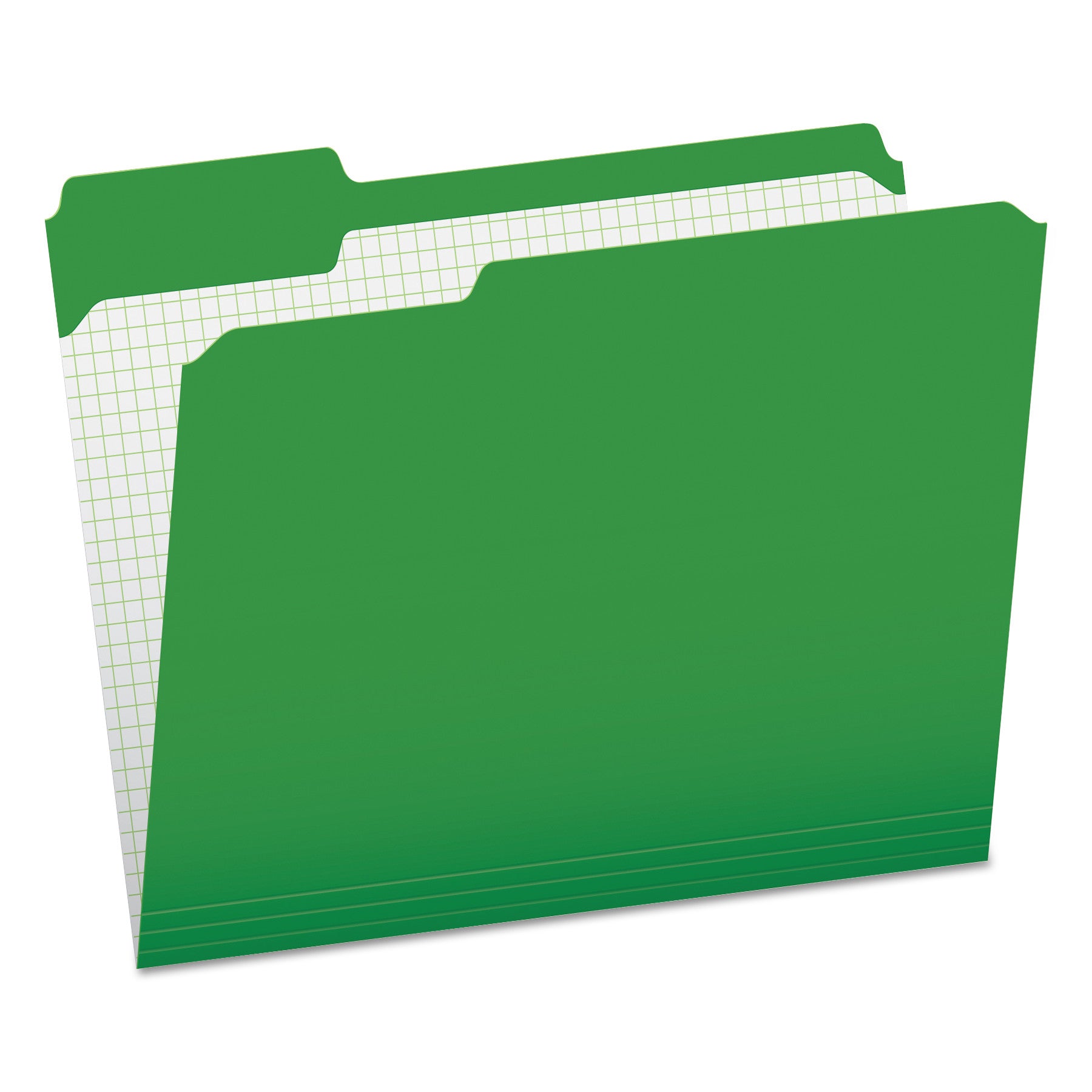 Double-Ply Reinforced Top Tab Colored File Folders, 1/3-Cut Tabs: Assorted, Letter, 0.75" Expansion, Bright Green, 100/Box - 