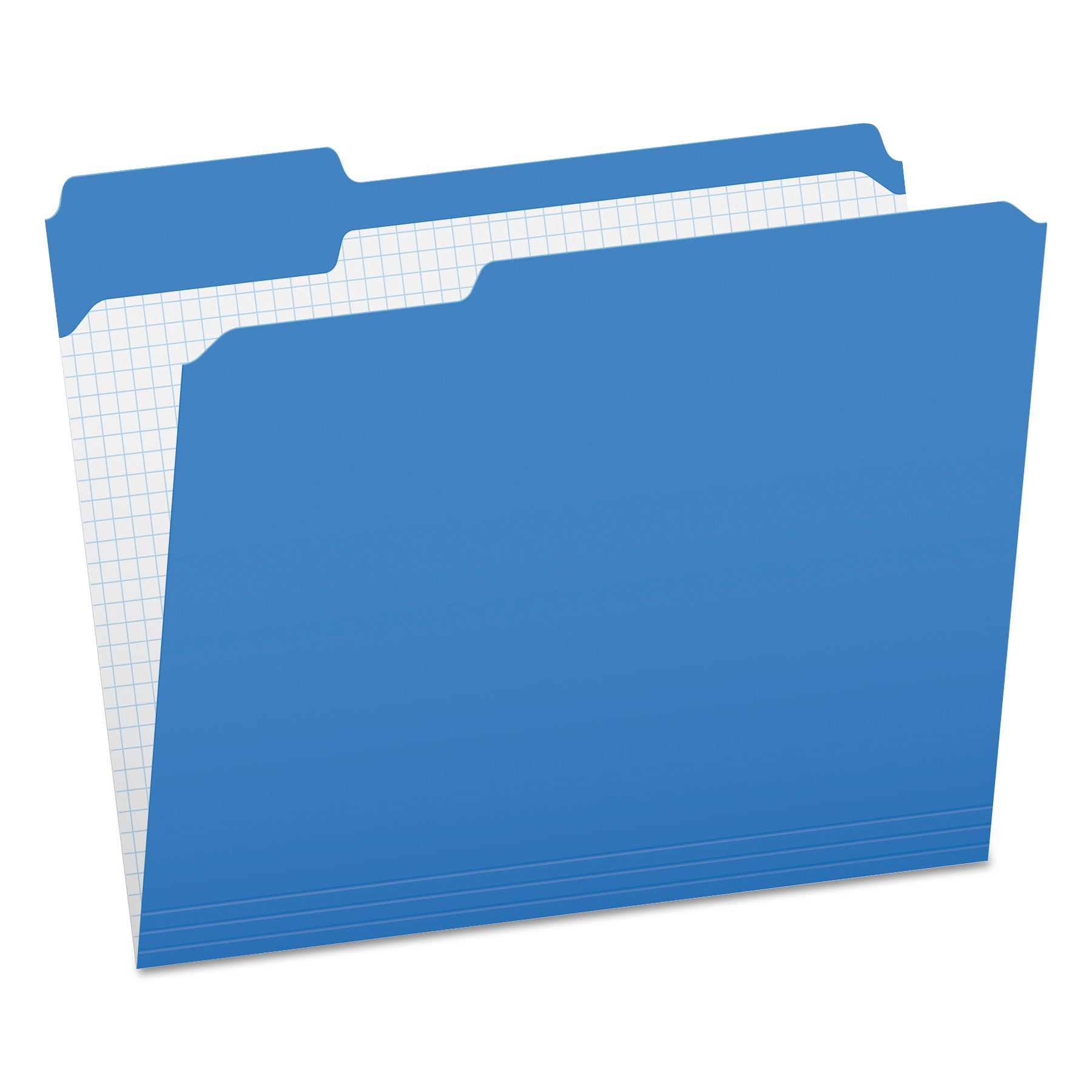 Double-Ply Reinforced Top Tab Colored File Folders, 1/3-Cut Tabs: Assorted, Letter Size, 0.75" Expansion, Blue, 100/Box - 