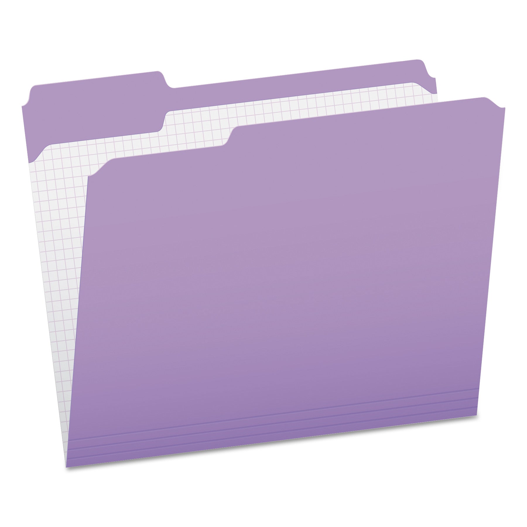 Double-Ply Reinforced Top Tab Colored File Folders, 1/3-Cut Tabs: Assorted, Letter Size, 0.75" Expansion, Lavender, 100/Box - 