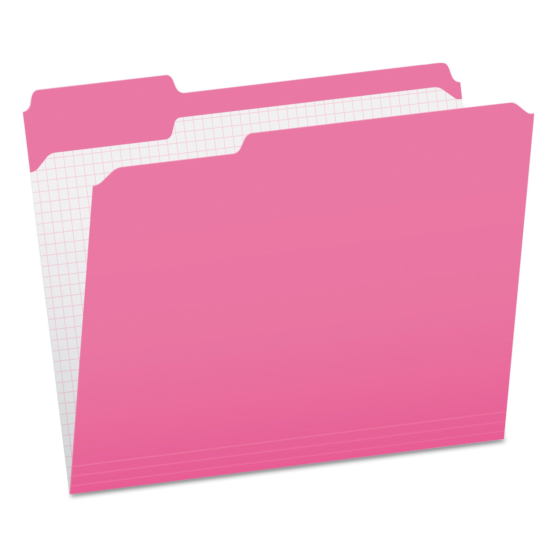 Double-Ply Reinforced Top Tab Colored File Folders, 1/3-Cut Tabs: Assorted, Letter Size, 0.75" Expansion, Pink, 100/Box - 