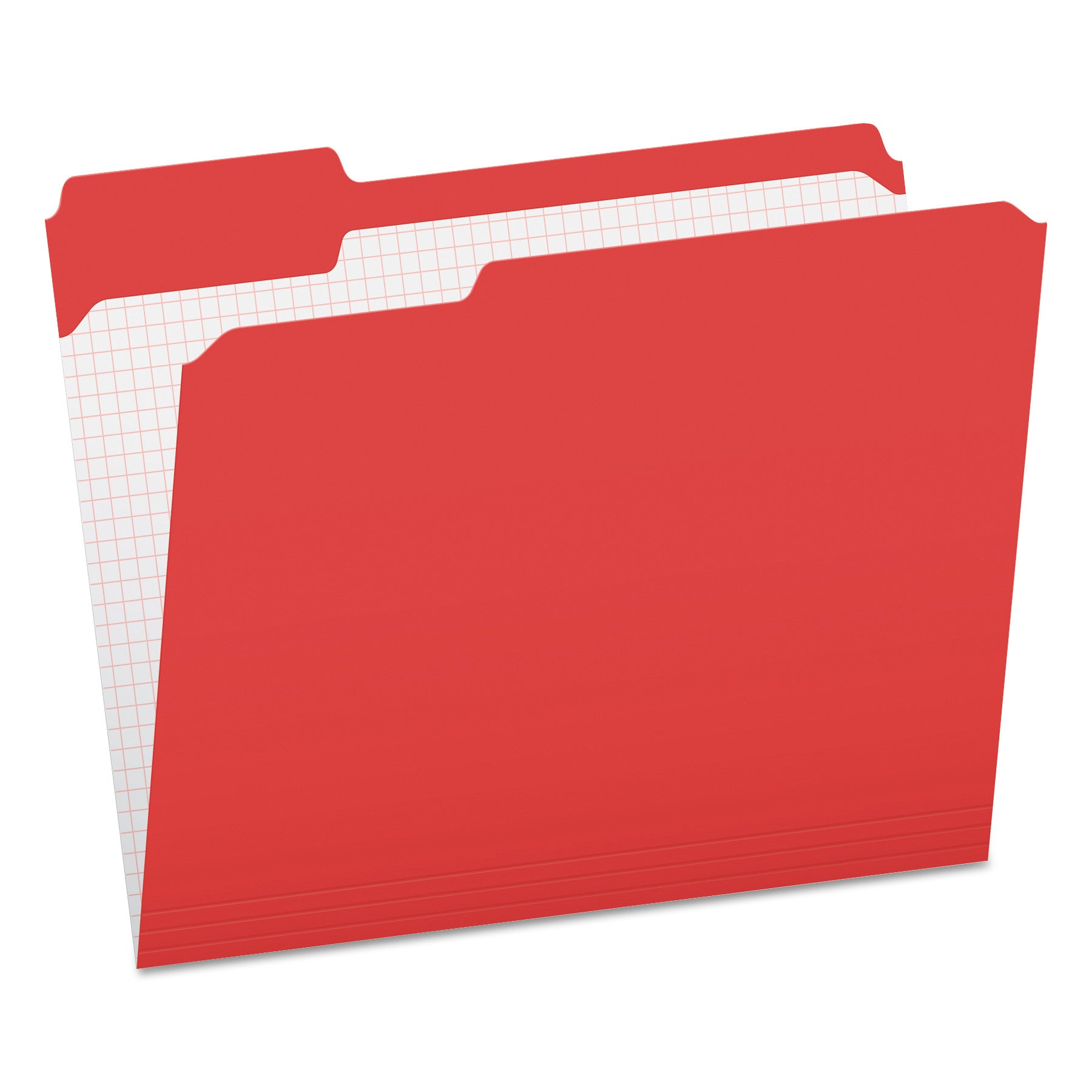 Double-Ply Reinforced Top Tab Colored File Folders, 1/3-Cut Tabs: Assorted, Letter Size, 0.75" Expansion, Red, 100/Box - 