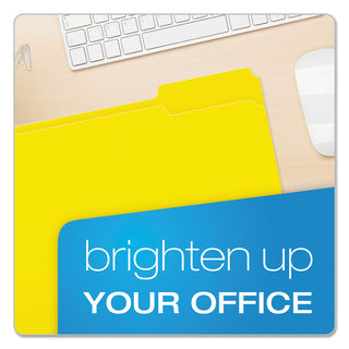 Double-Ply Reinforced Top Tab Colored File Folders, 1/3-Cut Tabs: Assorted, Letter Size, 0.75" Expansion, Yellow, 100/Box