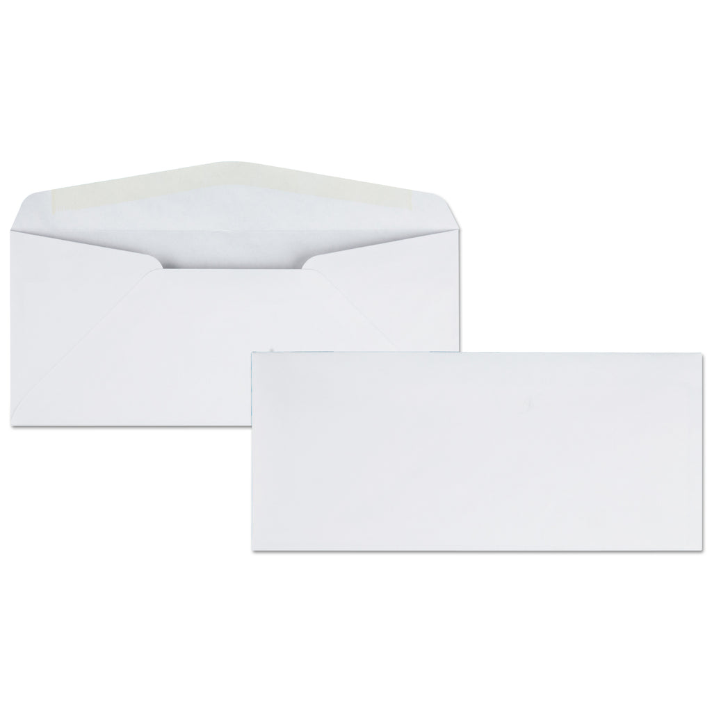 Business Envelope, #10, Commercial Flap, Diagonal Seam, Gummed Closure, 24 lb Bond Weight Paper, 4.13 x 9.5, White, 500/Box