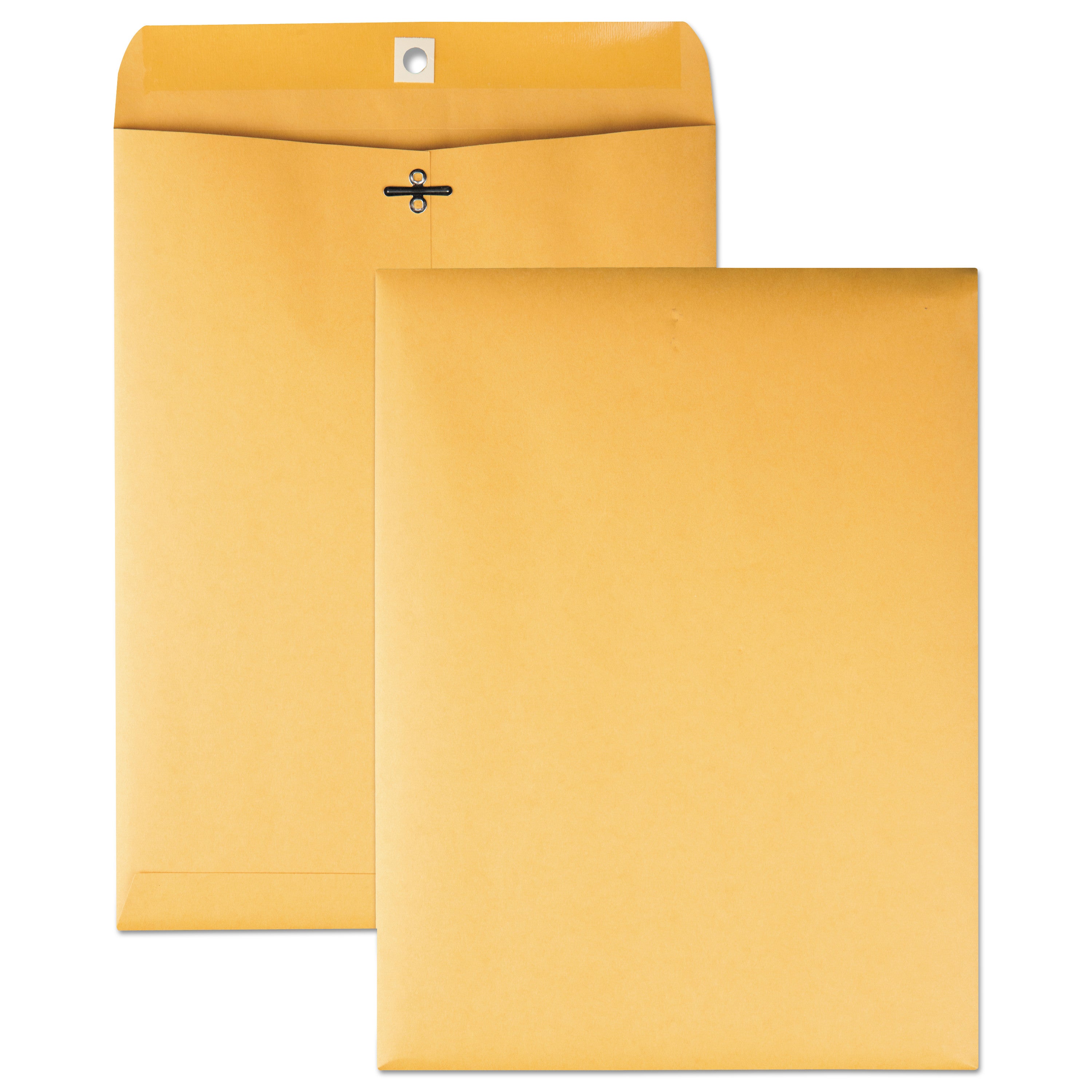 Clasp Envelope, 28 lb Bond Weight Kraft, #90, Cheese Blade Flap, Clasp/Gummed Closure, 9 x 12, Brown Kraft, 100/Box - 