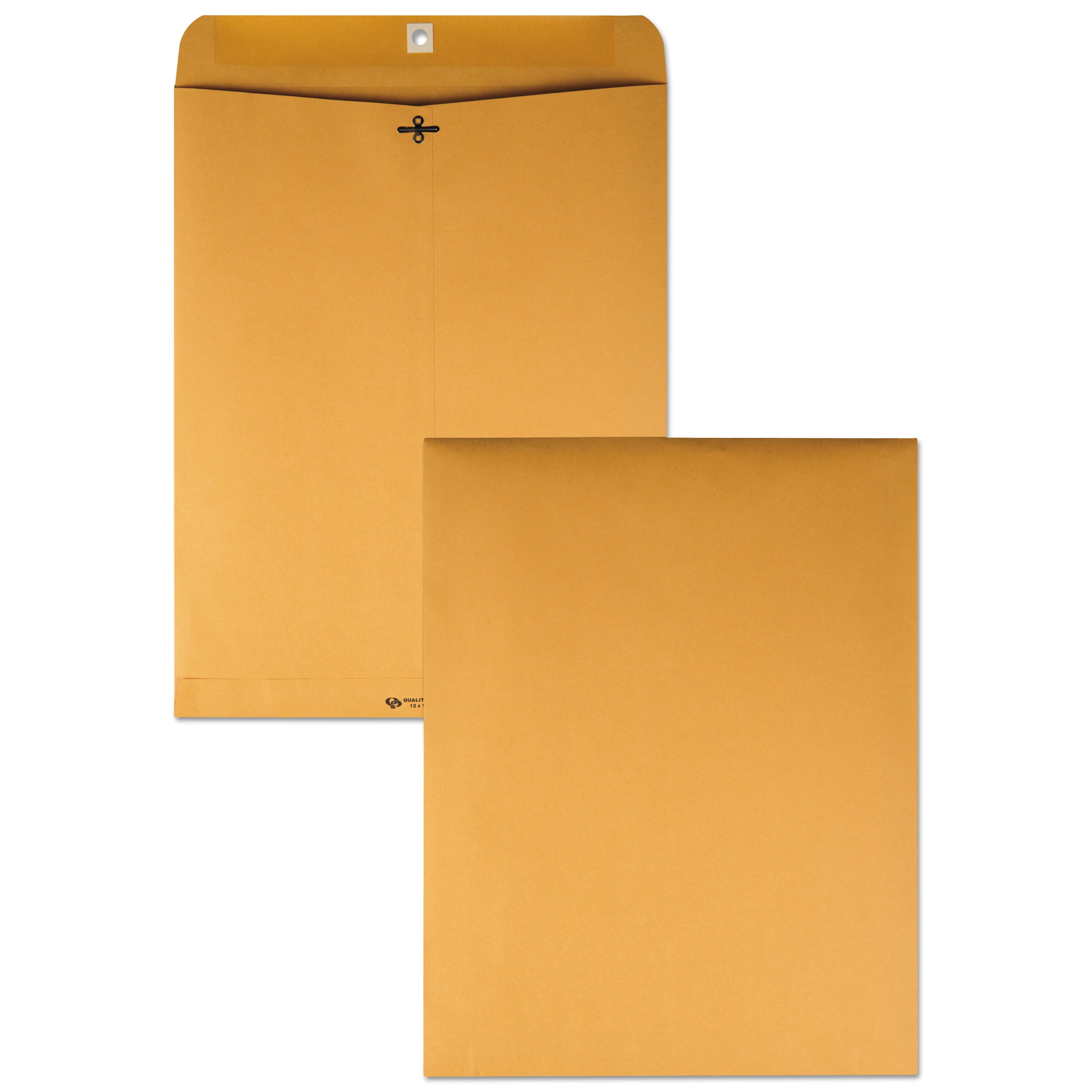 Clasp Envelope, 28 lb Bond Weight Kraft, #110, Square Flap, Clasp/Gummed Closure, 12 x 15.5, Brown Kraft, 100/Box - 