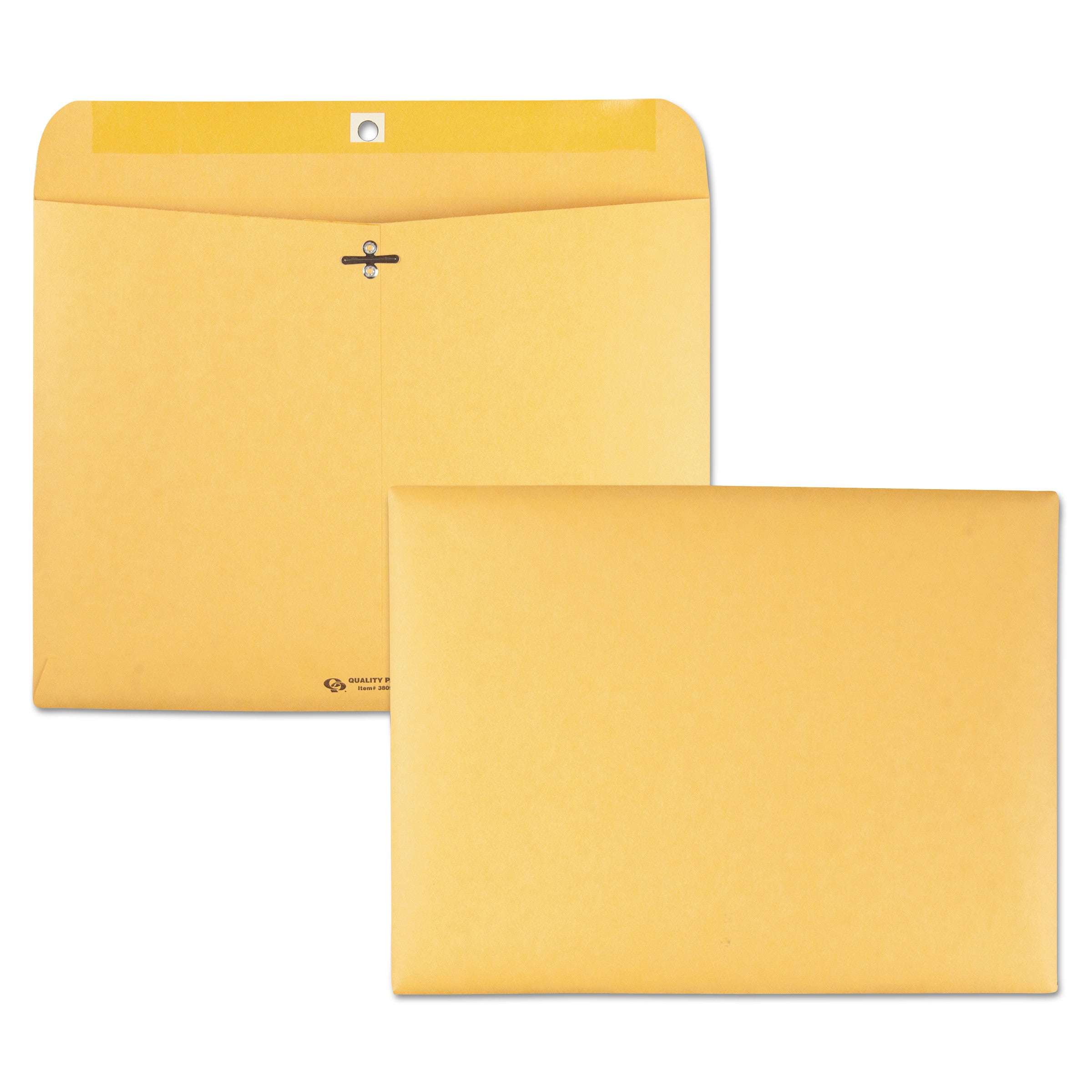 Redi-File Clasp Envelope, #90, Cheese Blade Flap, Clasp/Gummed Closure, 9 x 12, Brown Kraft, 100/Box - 