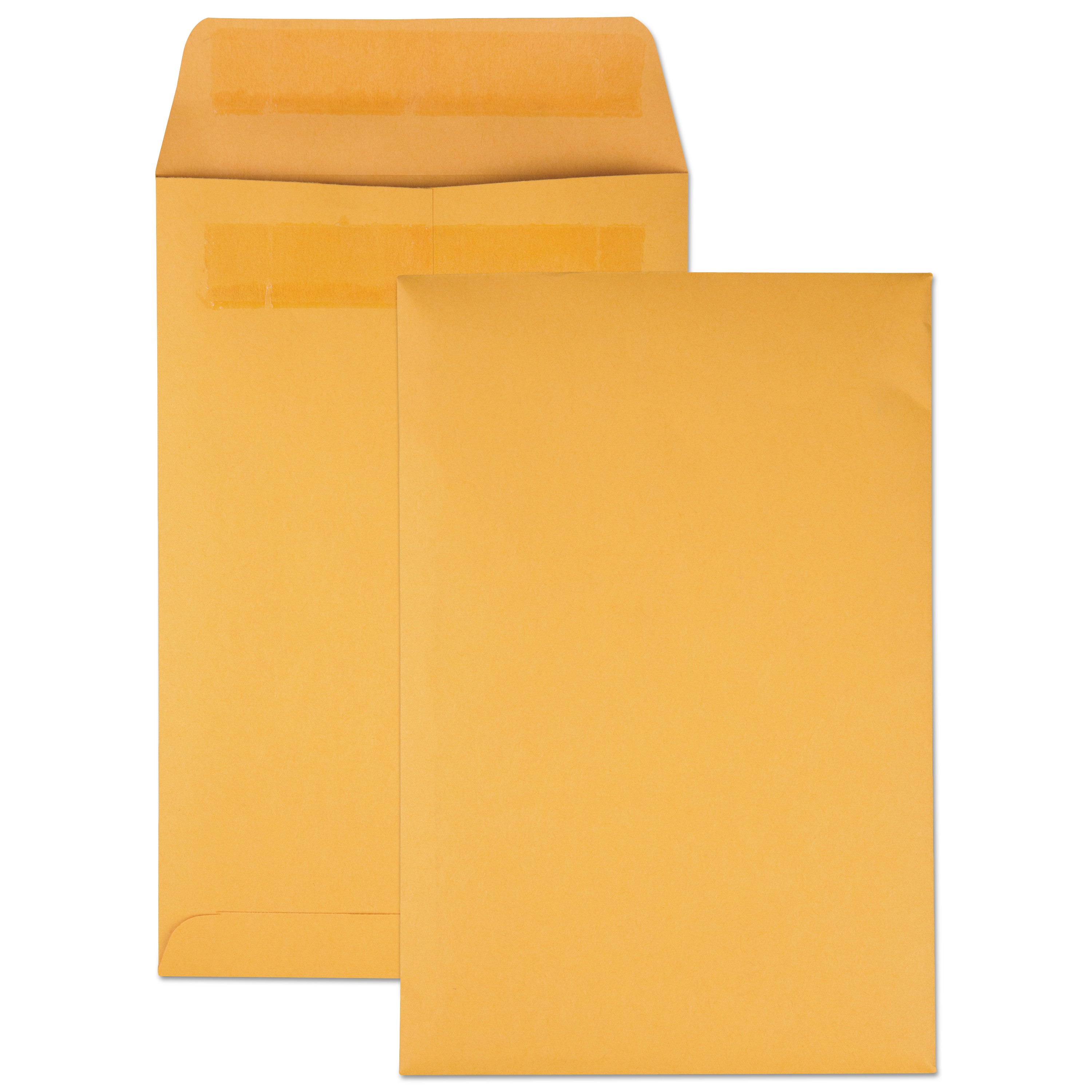 Redi-Seal Catalog Envelope, #1, Cheese Blade Flap, Redi-Seal Adhesive Closure, 6 x 9, Brown Kraft, 100/Box - 
