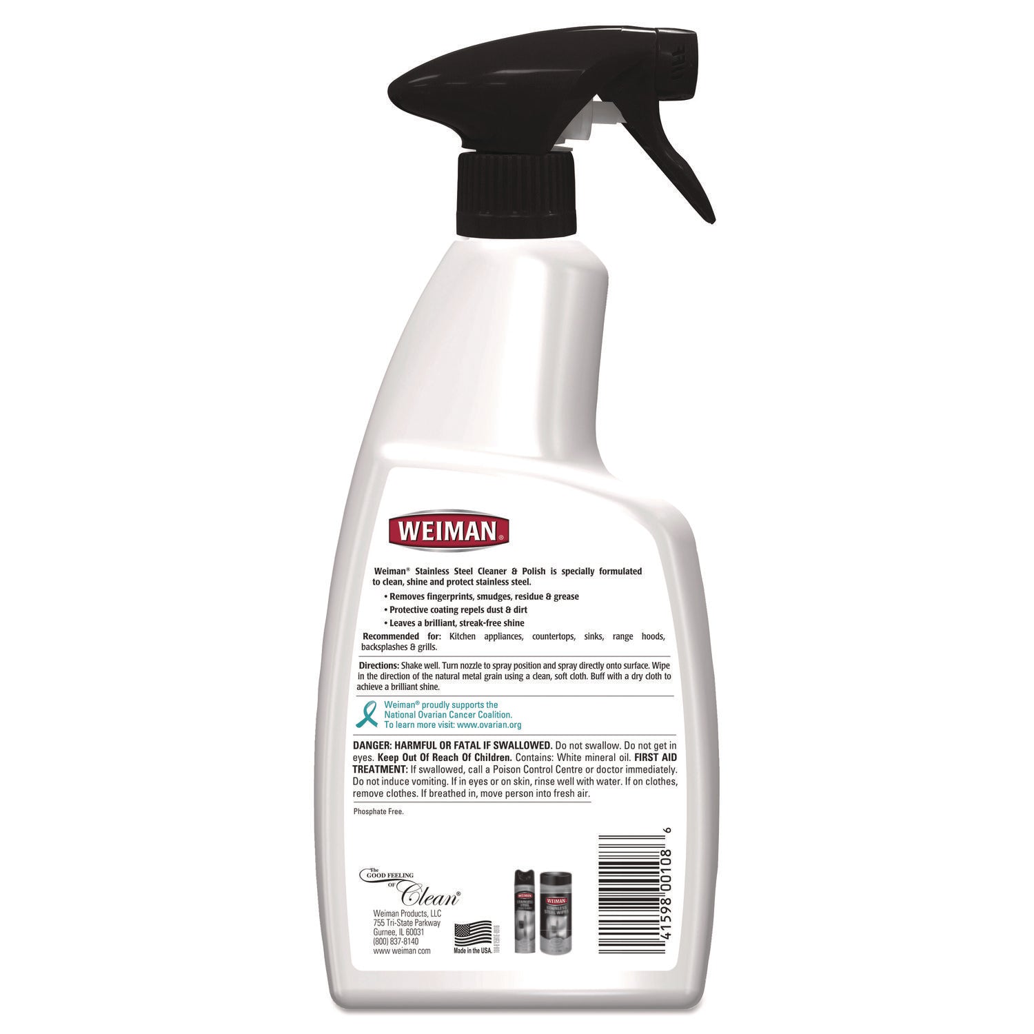 Stainless Steel Cleaner and Polish, Floral Scent, 22 oz Spray Bottle, 6/Carton