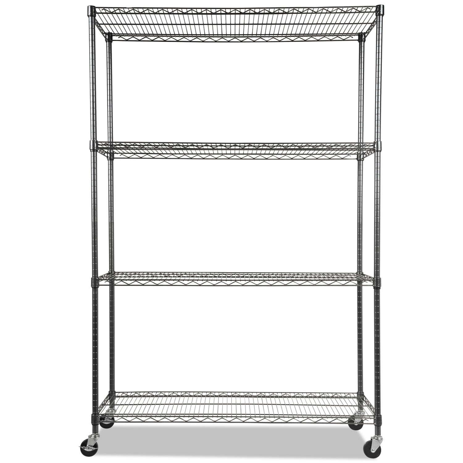 NSF Certified 4-Shelf Wire Shelving Kit with Casters, 48w x 18d x 72h, Black Anthracite - 