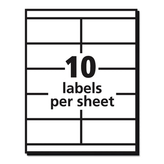 Copier Mailing Labels, Copiers, 2 x 4.25, White, 10/Sheet, 100 Sheets/Box