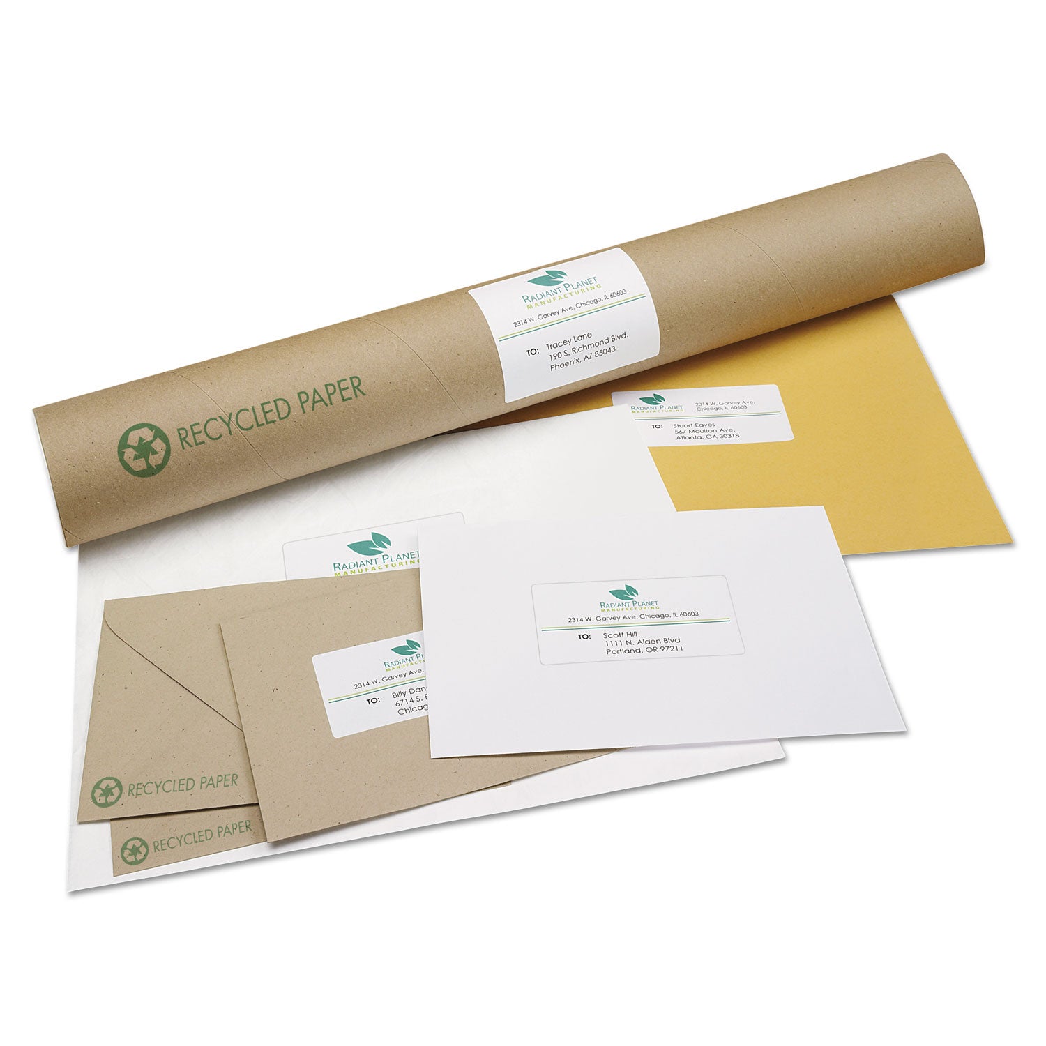 EcoFriendly Mailing Labels, Inkjet/Laser Printers, 2 x 4, White, 10/Sheet, 100 Sheets/Pack - 