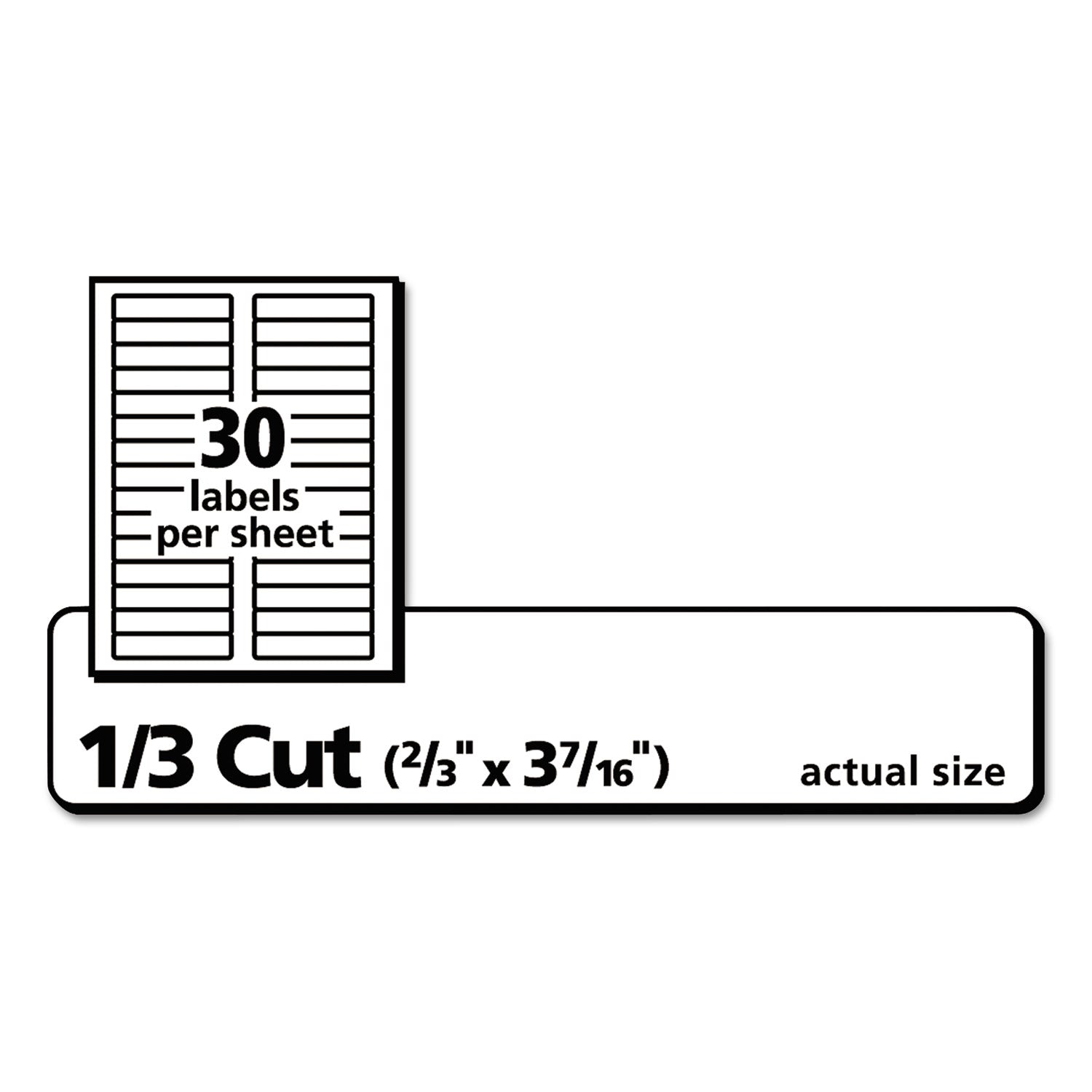 Permanent TrueBlock File Folder Labels with Sure Feed Technology, 0.66 x 3.44, White, 30/Sheet, 60 Sheets/Box - 