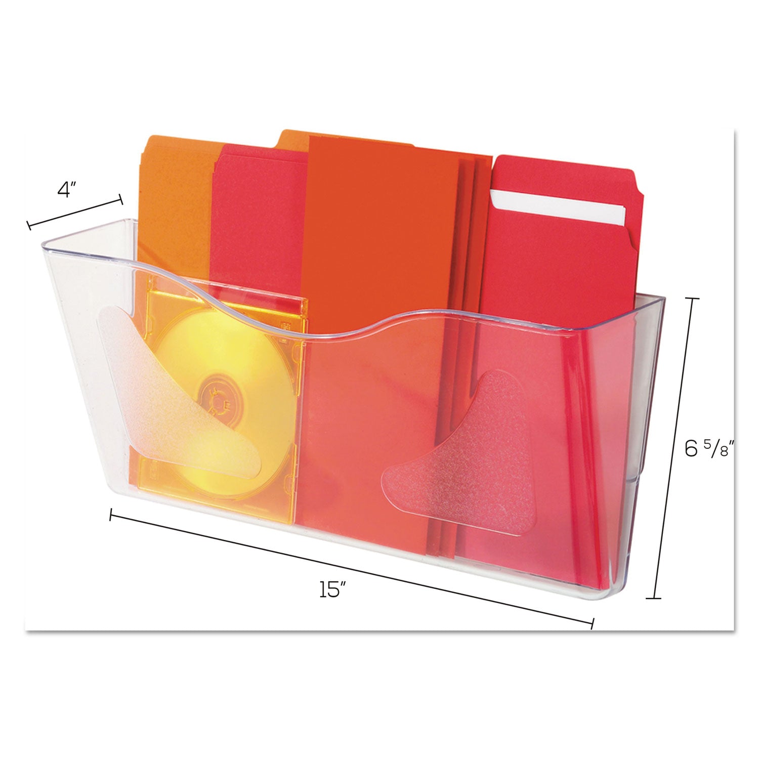 Euro-Style DocuPocket Landscape Wall File, Larger Files/Tabloid Size, 15" x 4" x 6.63", Clear - 