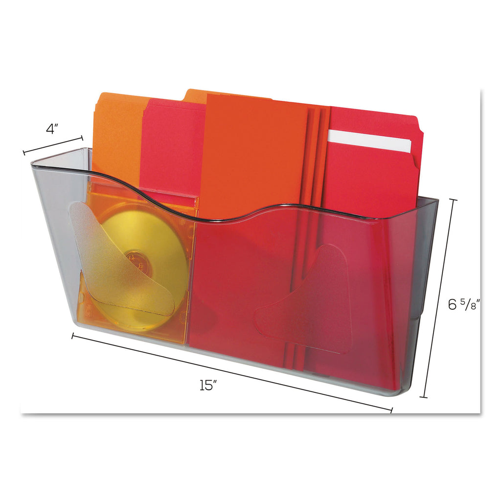 Euro-Style DocuPocket Landscape Wall File, Larger Files/Tabloid Size, 15" x 4" x 6.63", Smoke