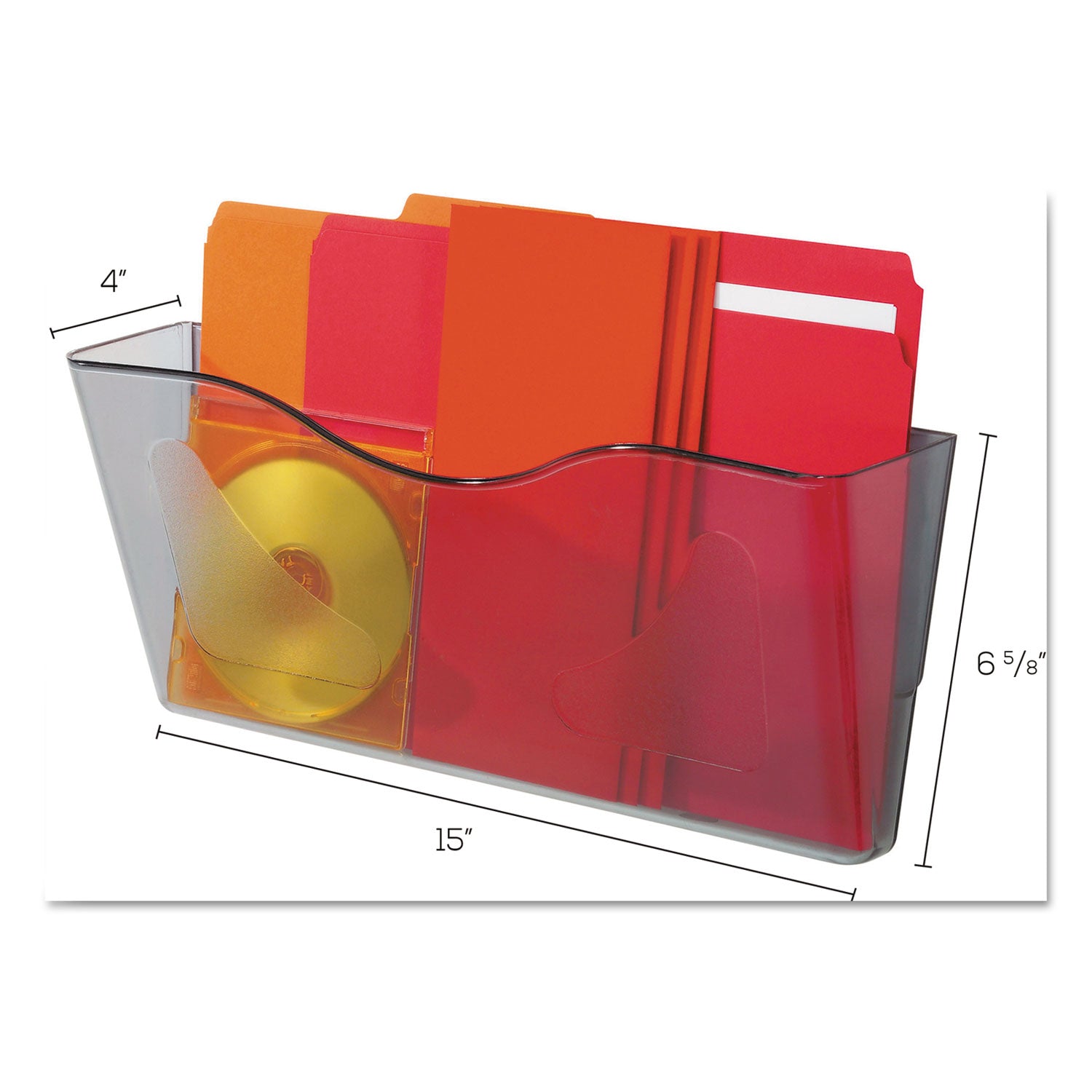 Euro-Style DocuPocket Landscape Wall File, Larger Files/Tabloid Size, 15" x 4" x 6.63", Smoke