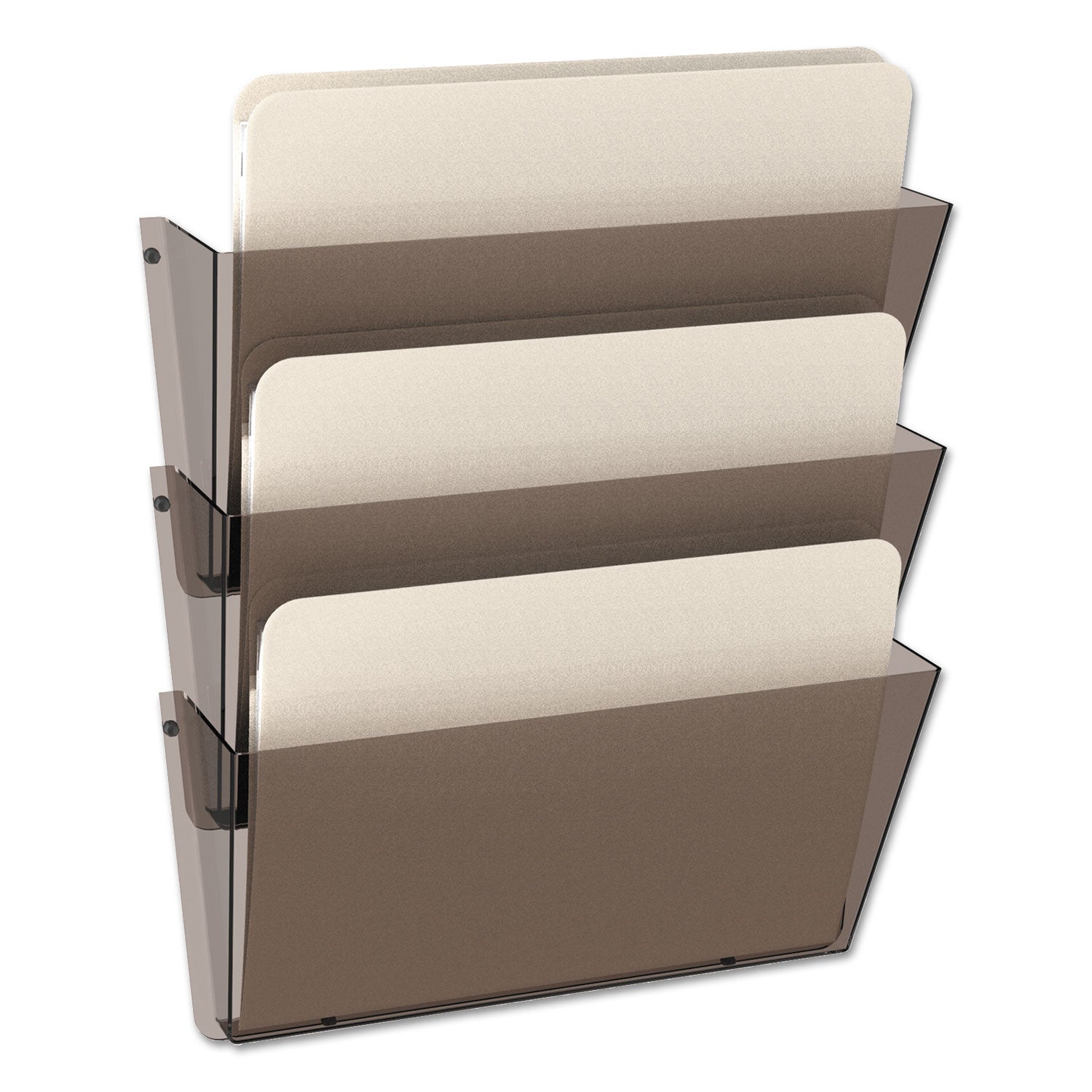 Unbreakable DocuPocket Wall File, 3 Sections, Letter Size, 14.5" x 3" x 6.5", Smoke, 3/Pack - 