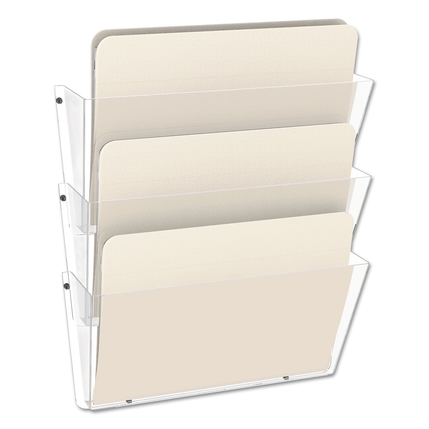 Unbreakable DocuPocket Wall File, 3 Sections, Letter Size, 14.5" x 3" x 6.5", Clear, 3/Pack - 