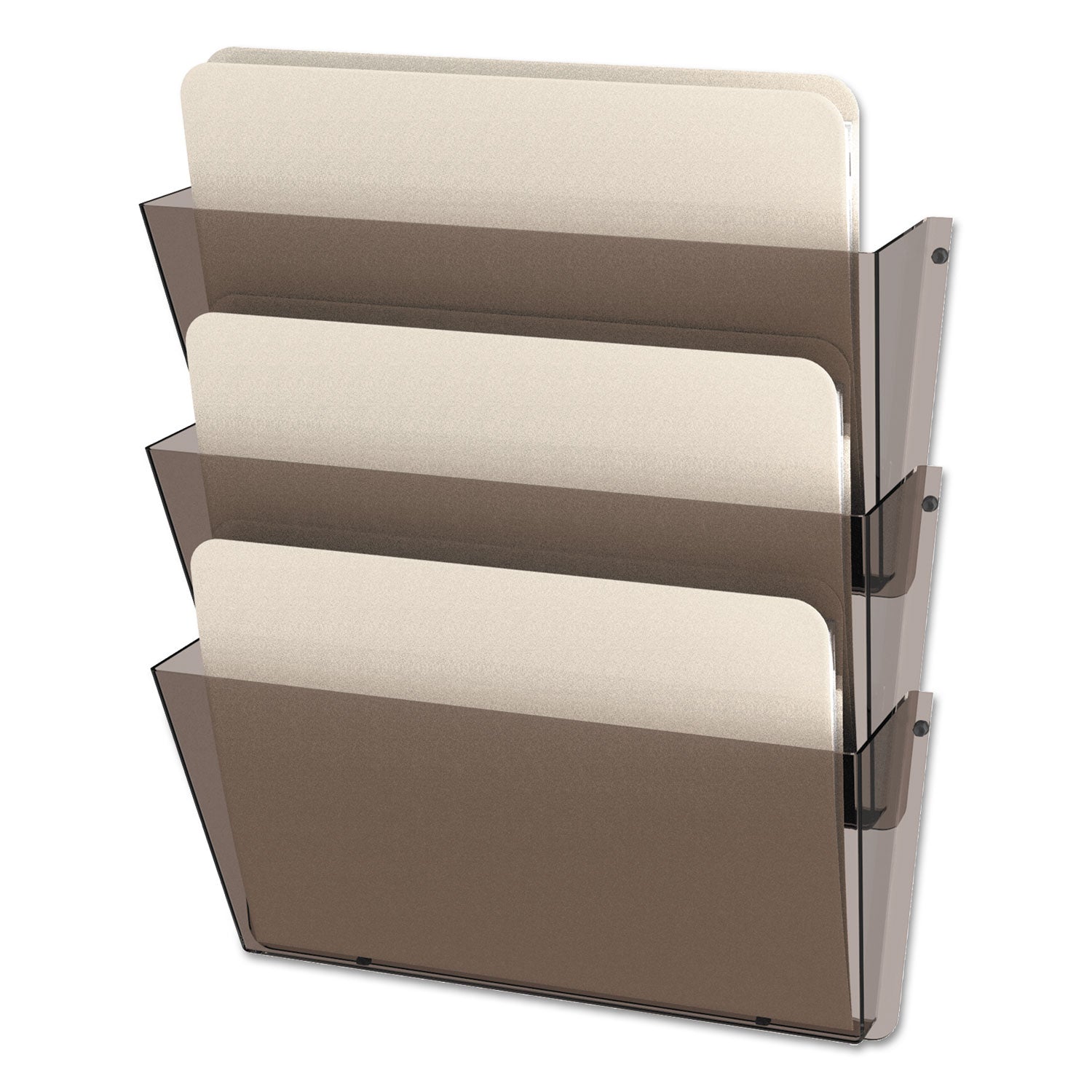 Unbreakable DocuPocket Wall File, 3 Sections, Letter Size, 14.5" x 3" x 6.5", Smoke, 3/Pack - 