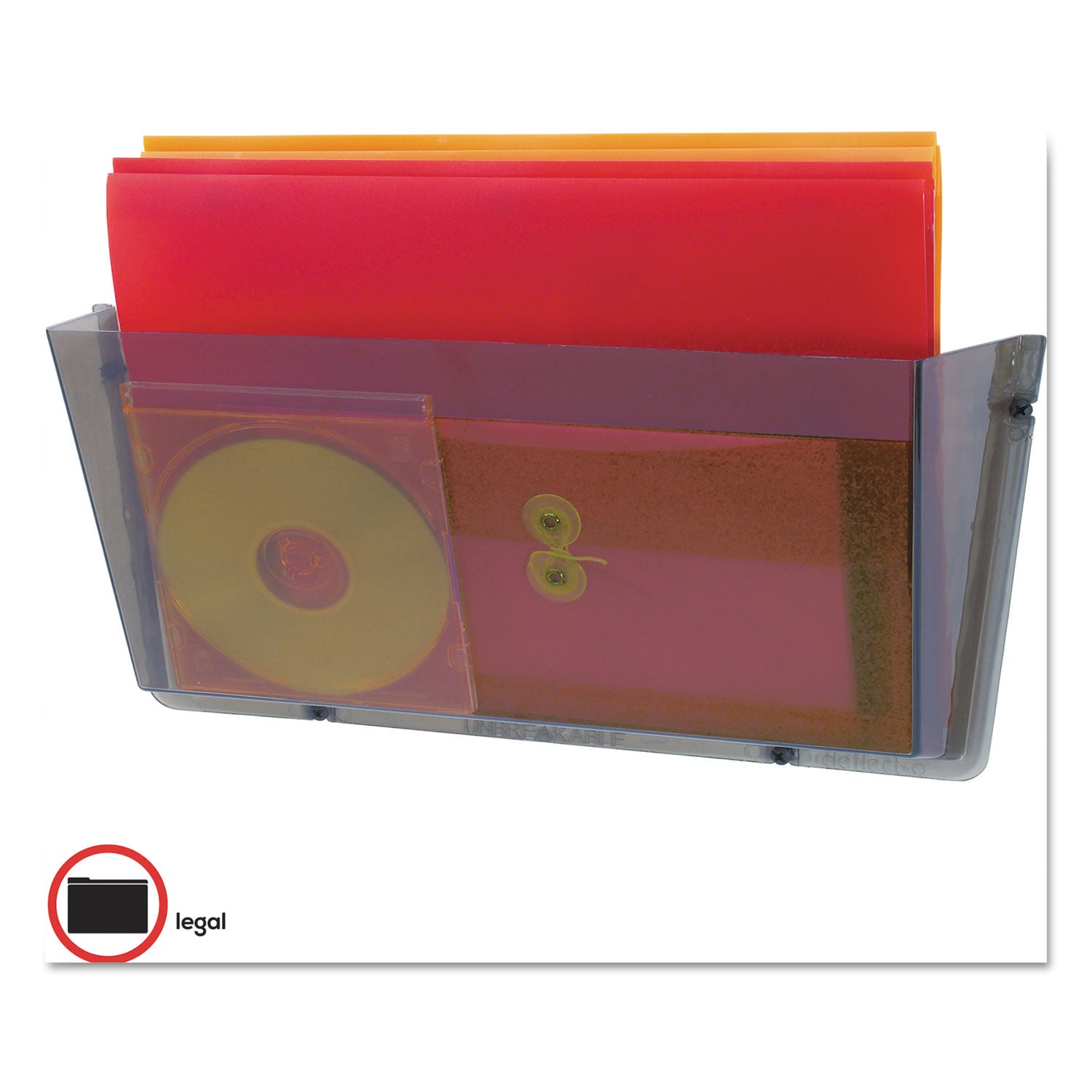 Unbreakable DocuPocket Wall File, Legal Size, 17.5" x 3" x 6.5", Smoke - 