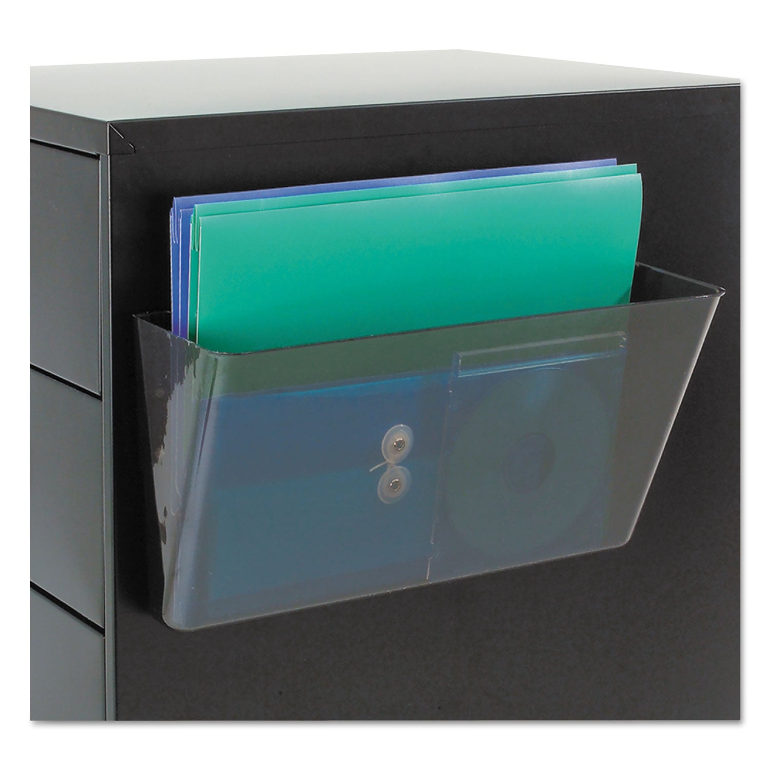Magnetic DocuPocket Wall File, Letter Size, 13" x 4" x 7", Smoke - 